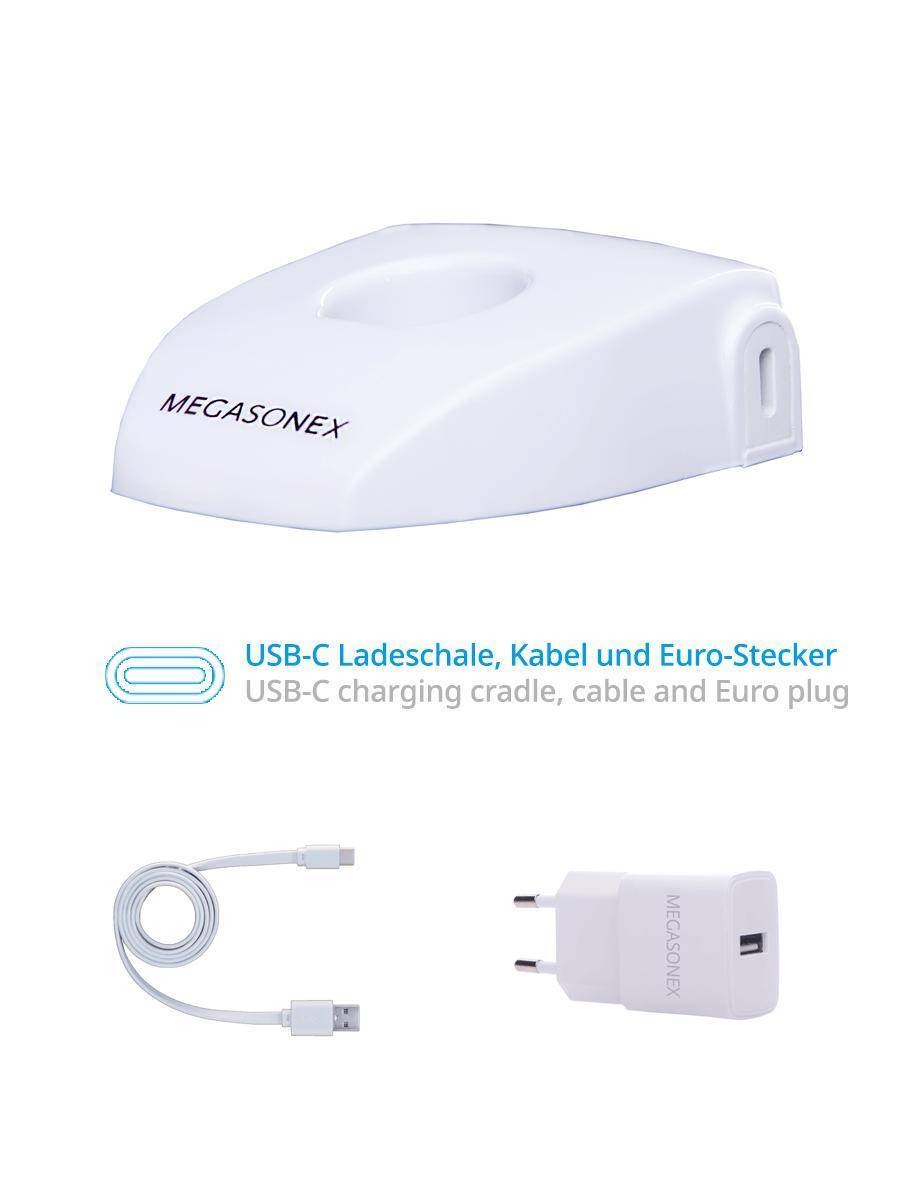 MEGASONEX M8 S Ultrasonic Toothbrush Set - With 2 Vibration Levels