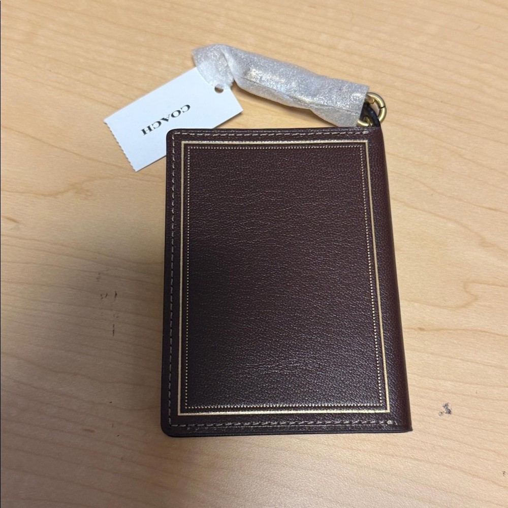 Coach Brown Leather Note Book Bag Charm Keychain