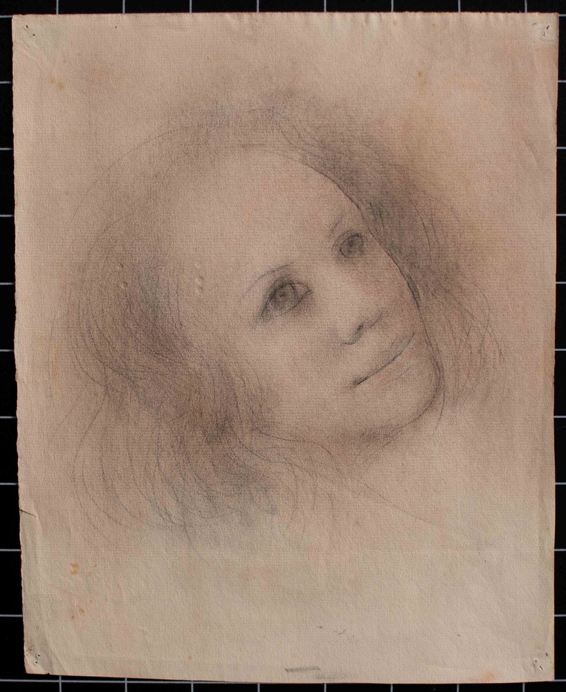 Willi Schmid woman's head head study Munich Secession unique drawing