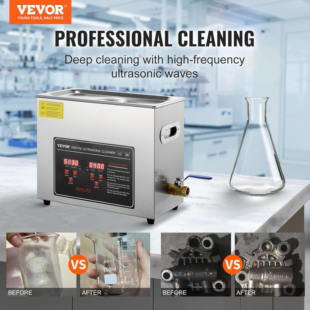 Ultrasonic Cleaning Machine with Digital Timer & Heater Professional 6L