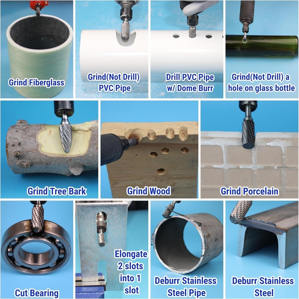 Professional Grade 10-Pc Die Grinder Bits in Red Box - Durable & Precise Cutting