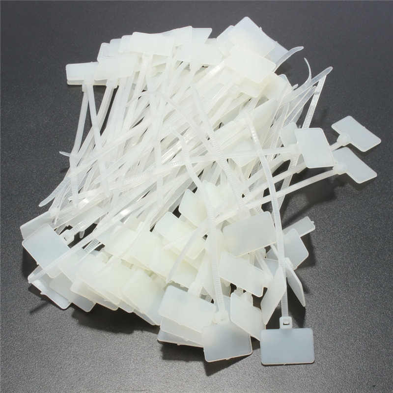100Pcs Nylon Self-Locking Label Tie Network Cable Marker Cord Wire Strap Zip