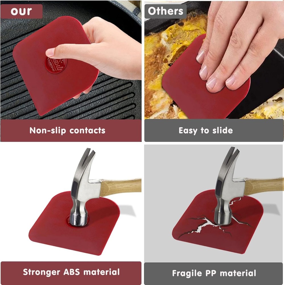Pan Scraper, 5 Pcs Pot Scraper Plastic, 5 Pcs, Red
