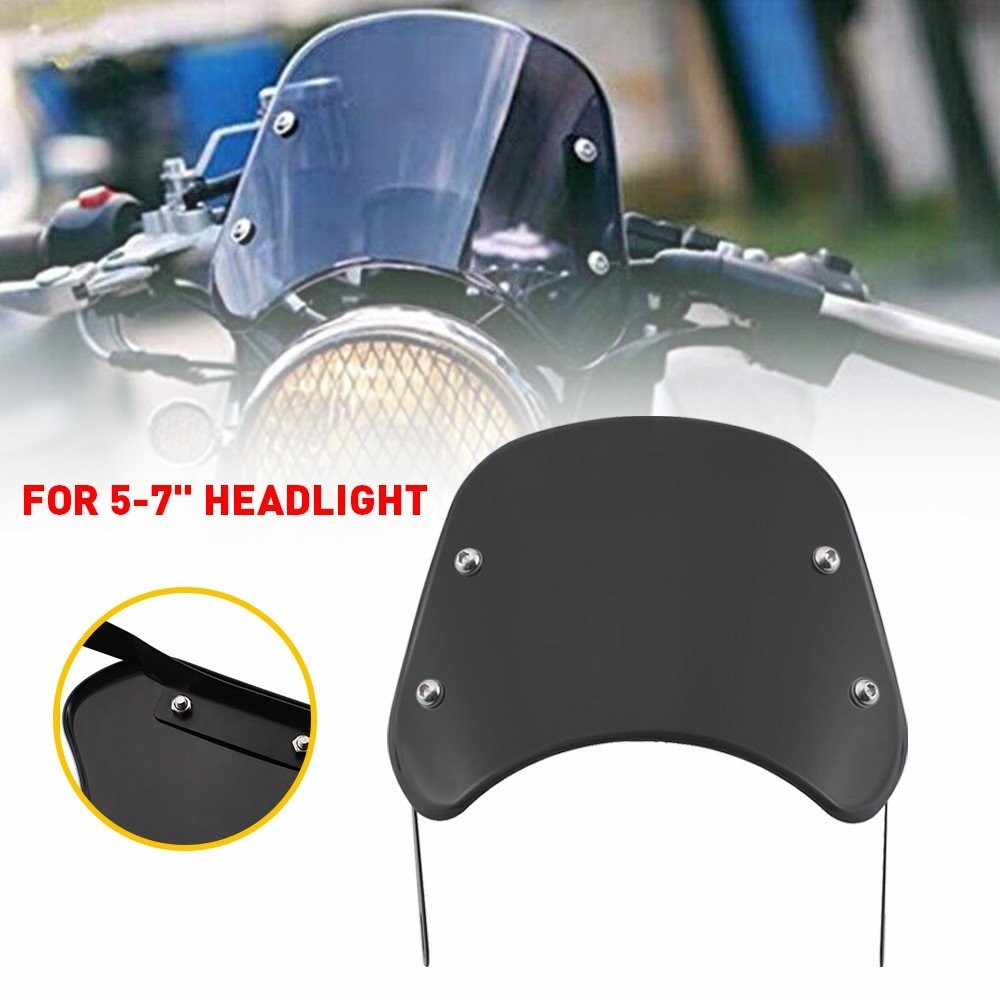 Universal Motorcycle Round 5-7'' Fairing Headlight Windshield Windscreen EU