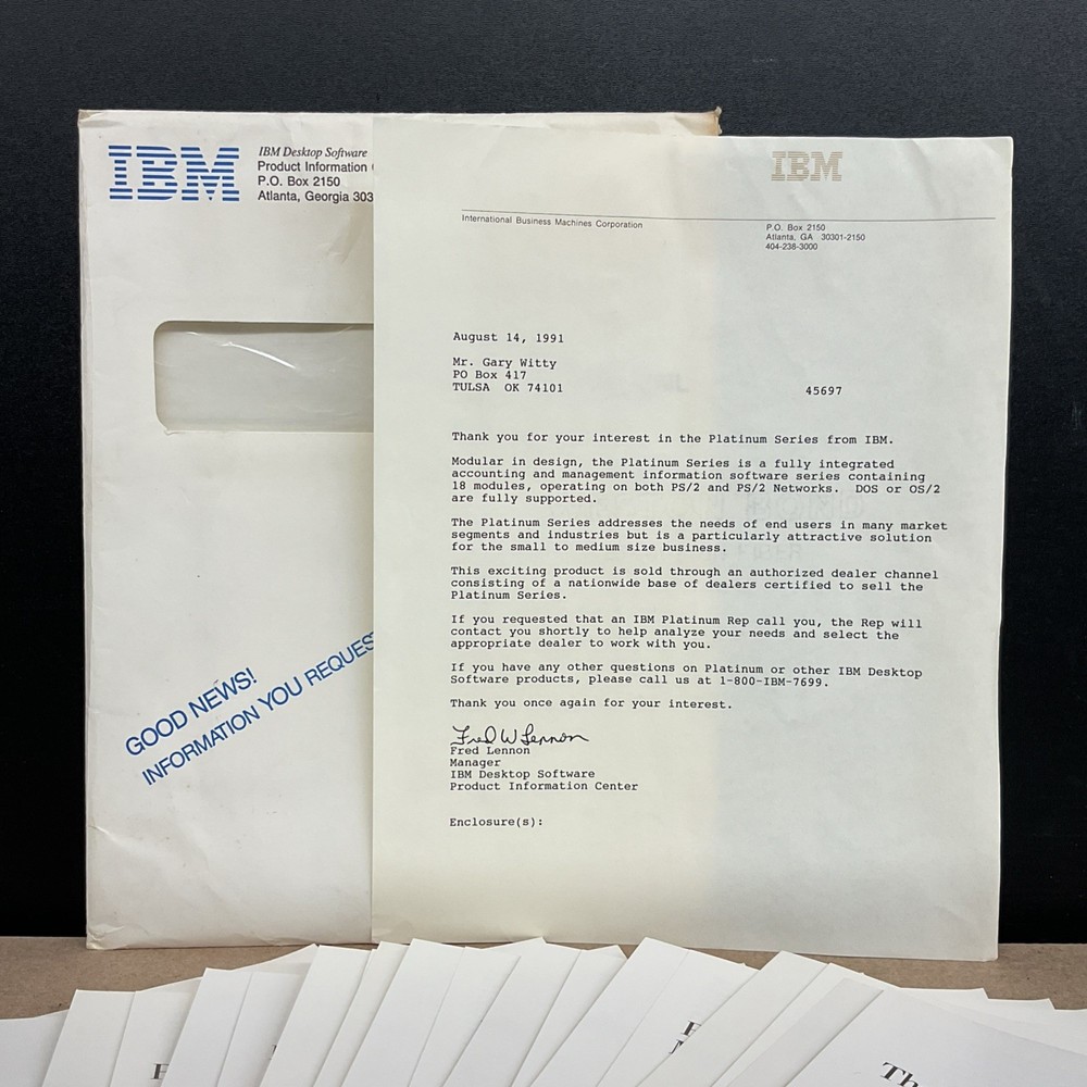 IBM Desktop Software Platinum Series Information Package Vintage Computing