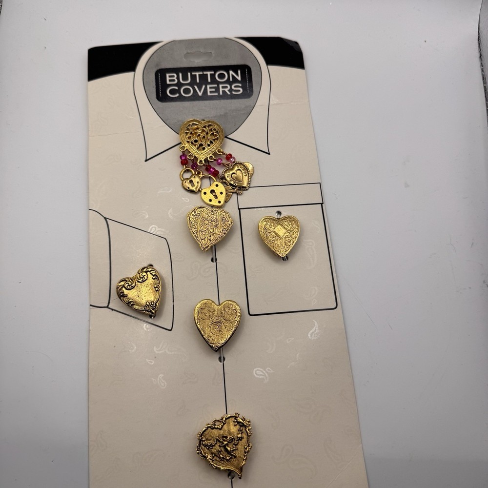 Vintage Heart Cottage Button Covers New Set