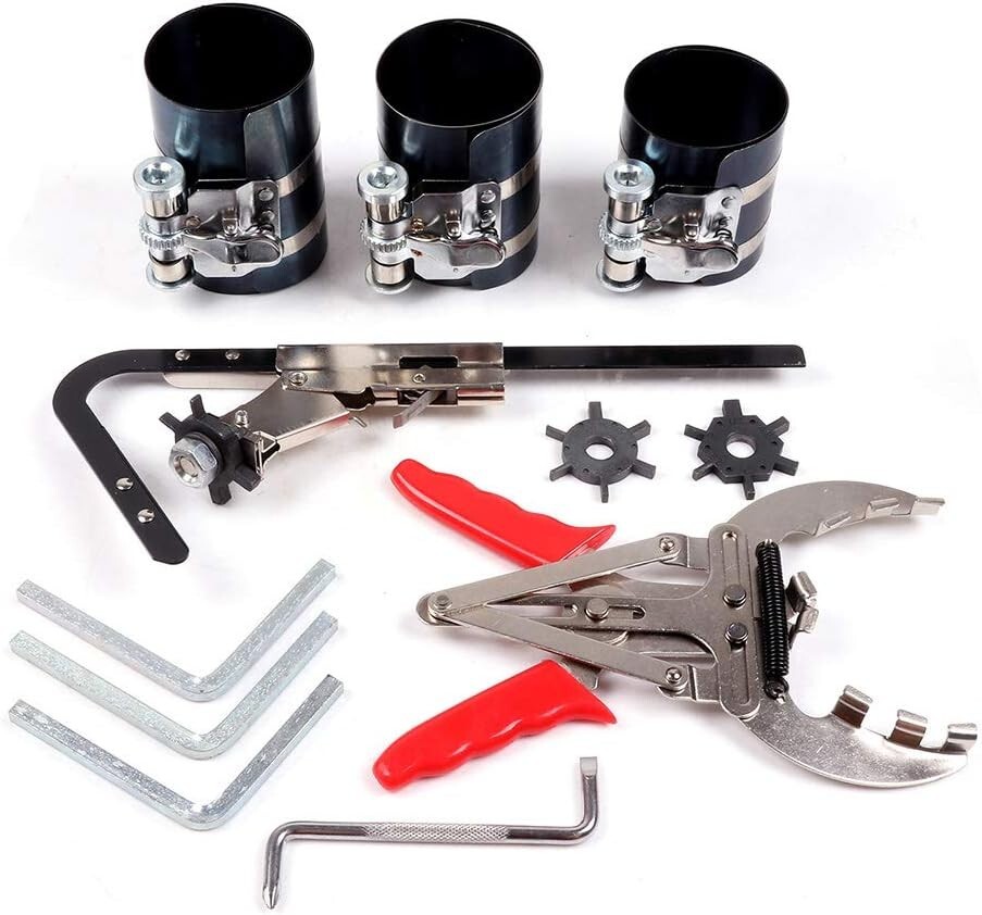 Piston Ring Service Tool Set Piston Ring Compressor With Ratchet Key 3" 3.5" 4"