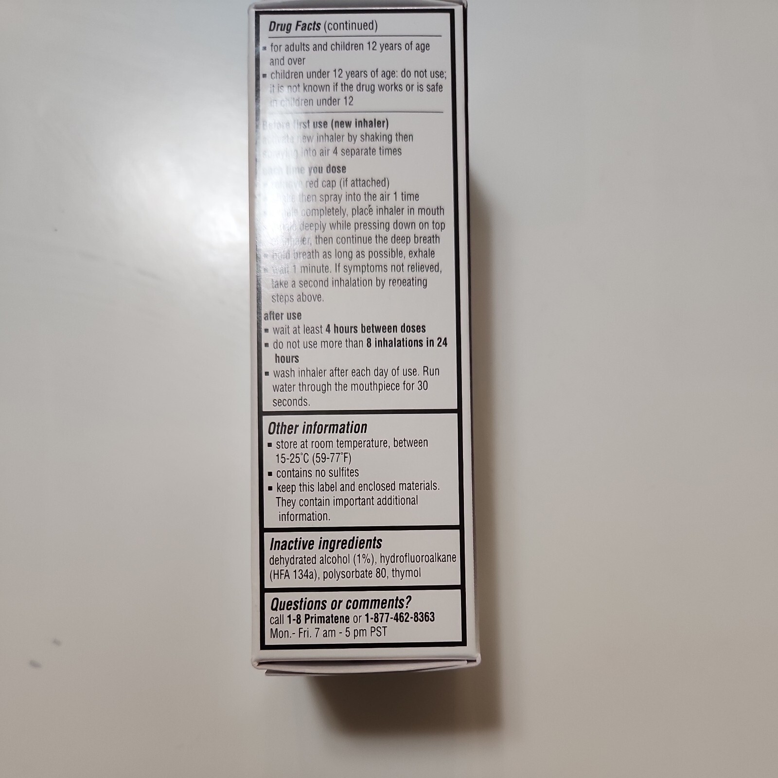 Primatene Mist Asthma Relief Inhaler 160 Metered Spray