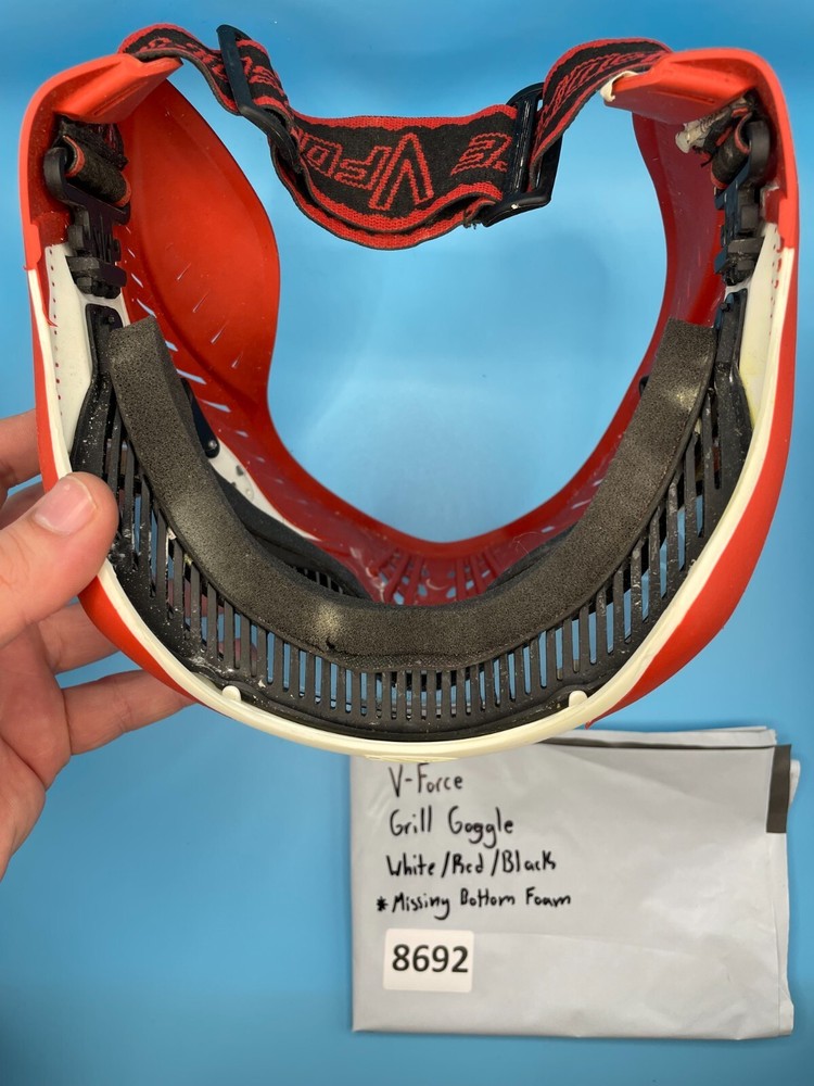 V-Force Grill Goggle White/Red/Black (Missing Bottom Foam)