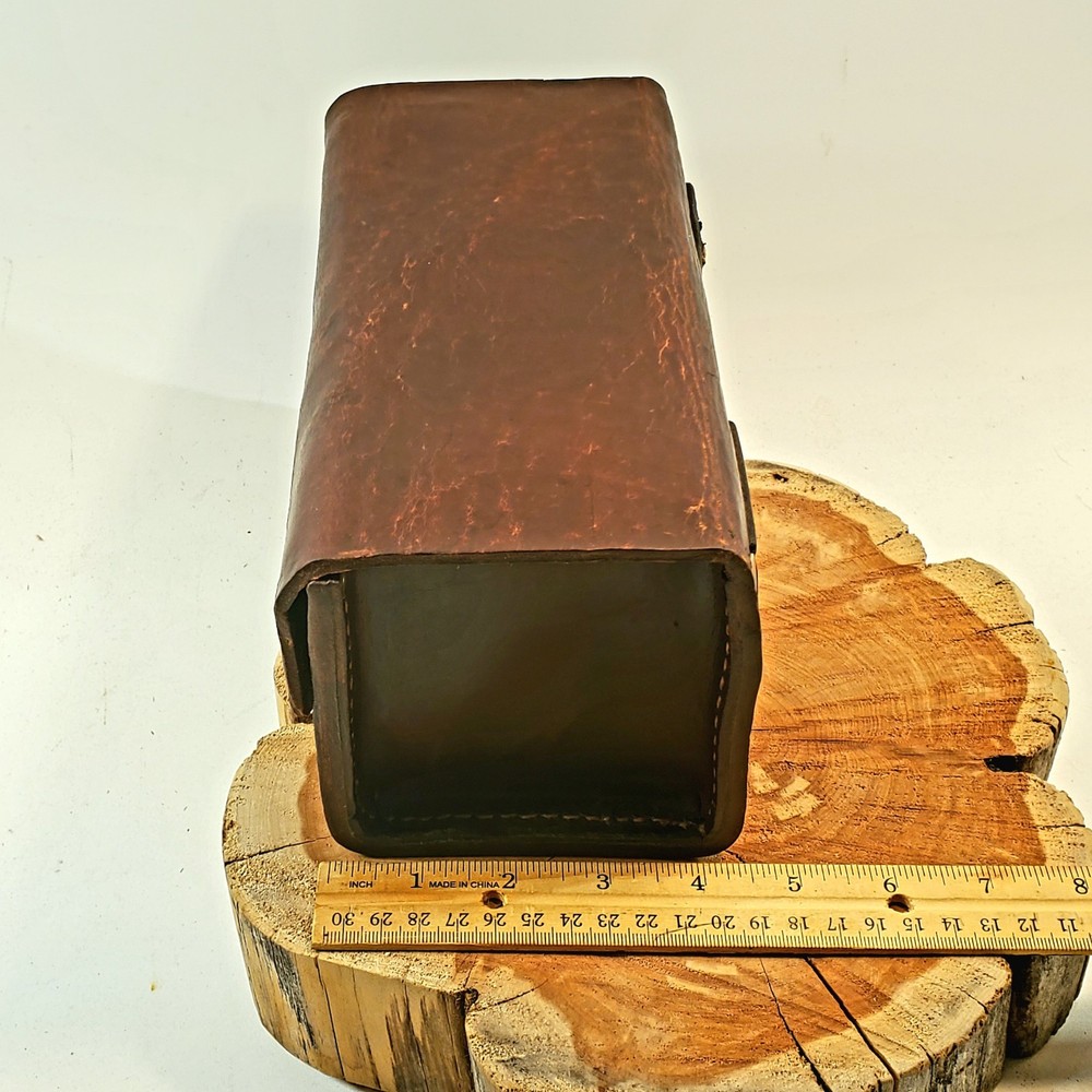 Antique leather ammunition box