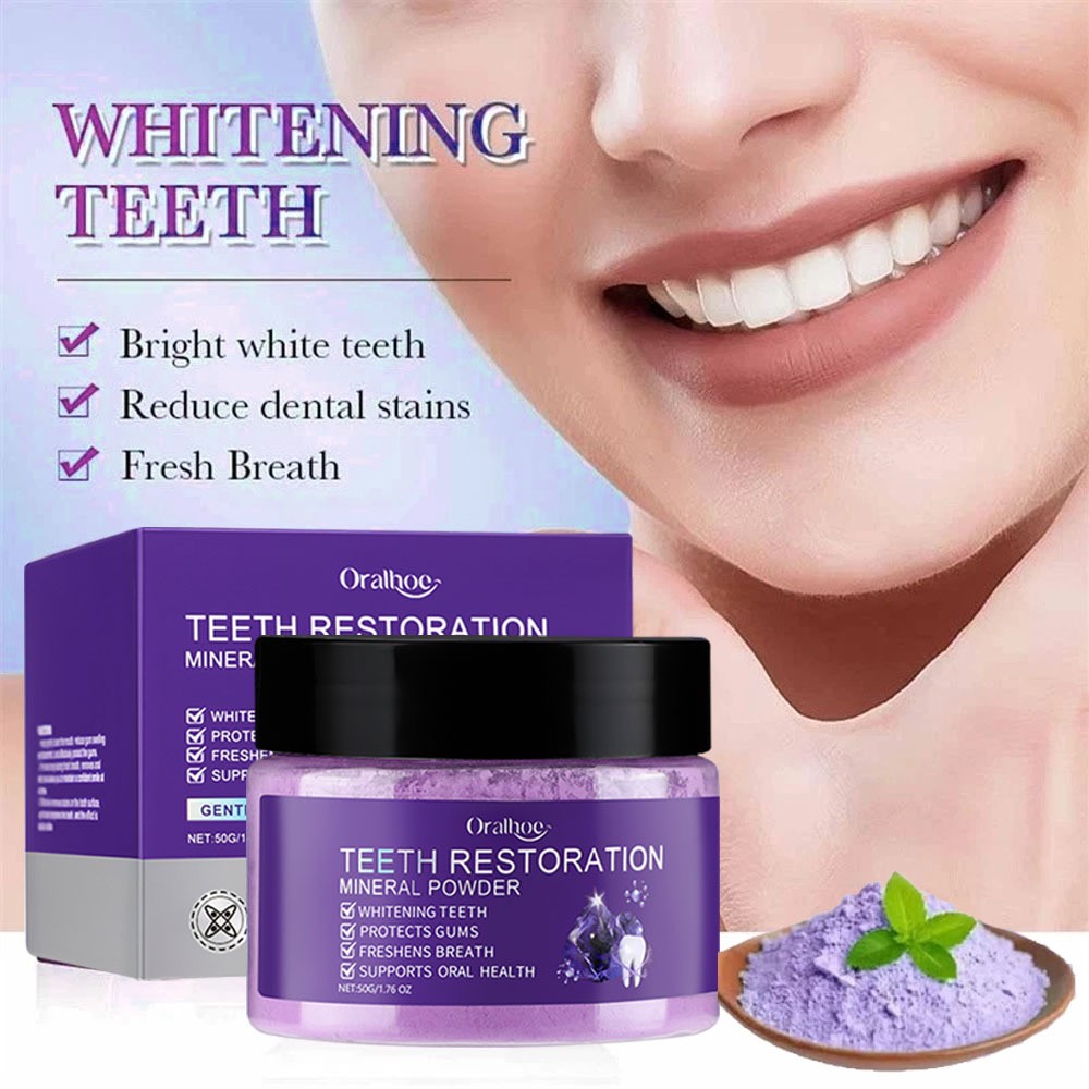 2X Purple Restoration Mineral Tooth Powder for Teeth Whitening Gum Strengthening