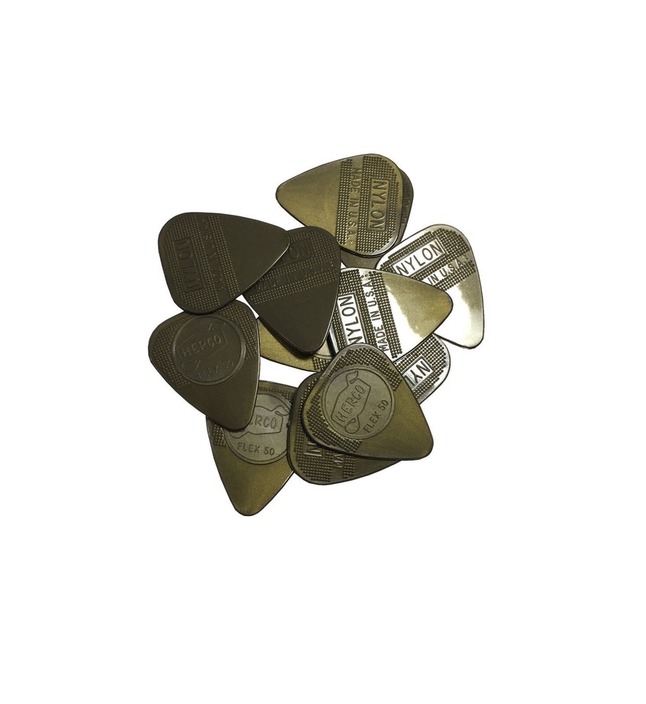 Herco Guitar Picks 12 Pack Gold Flex 50 Light .60mm