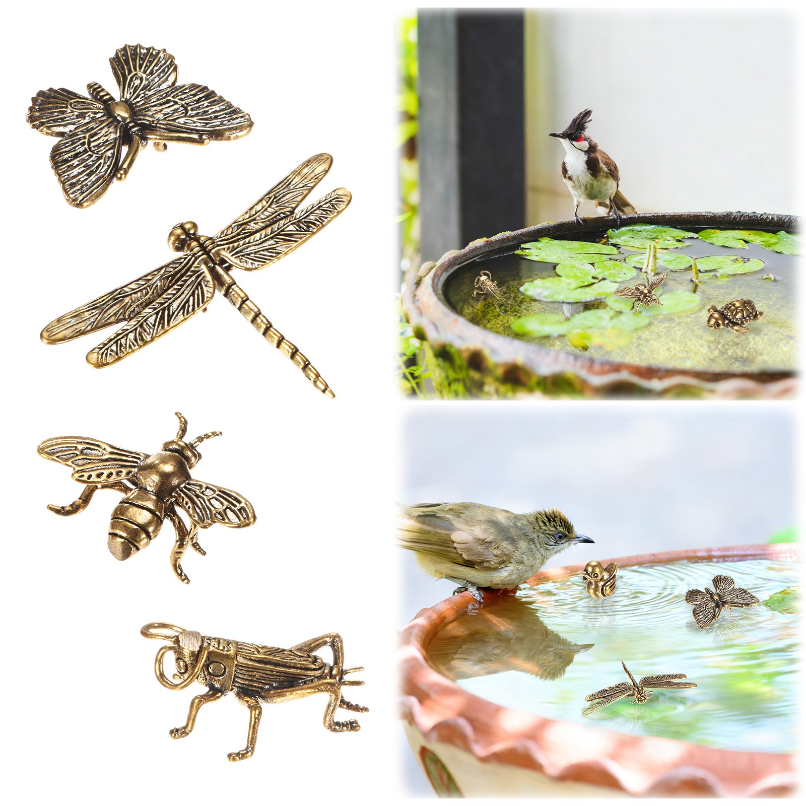 1-Set Bird Bath Copper Disk [Butterfly, Cricket, Dragonfly]