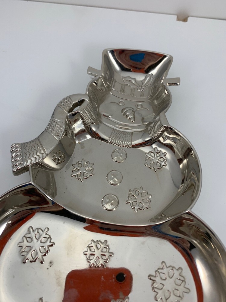 International Silver Co. Silverplate Snowman 15” Triple Divided Server Tray Dish