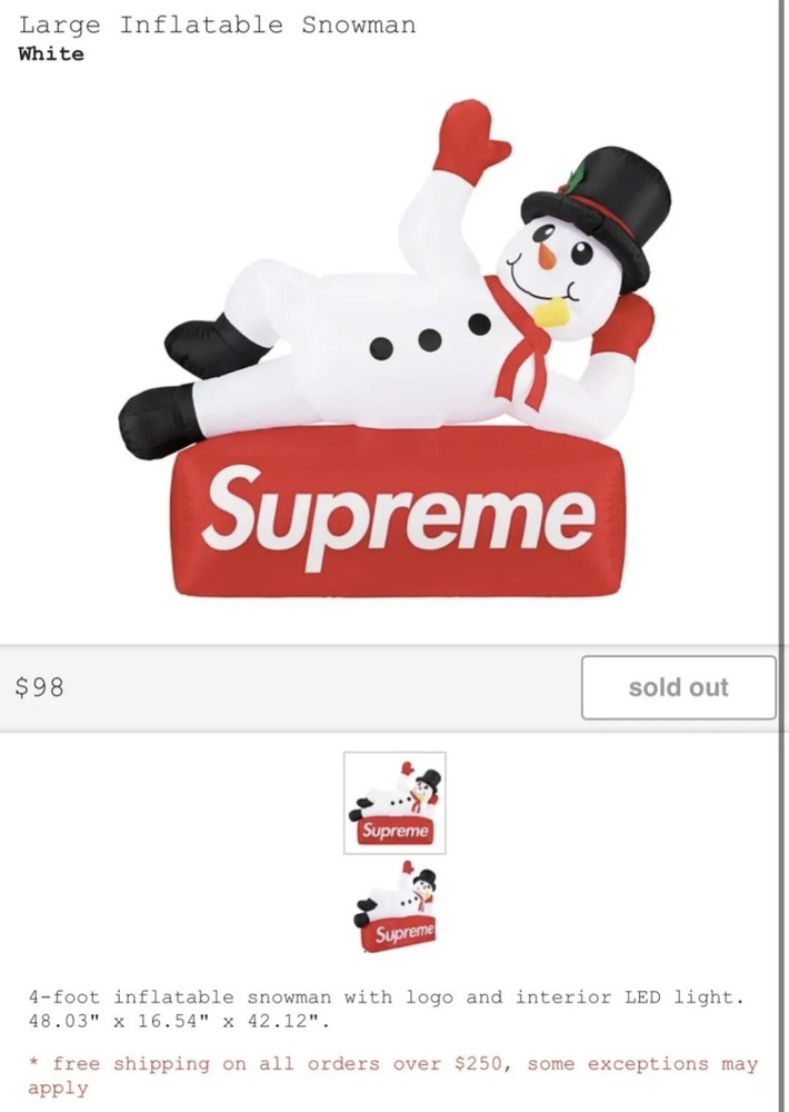 Supreme FW22’ Large Inflatable Snowman White