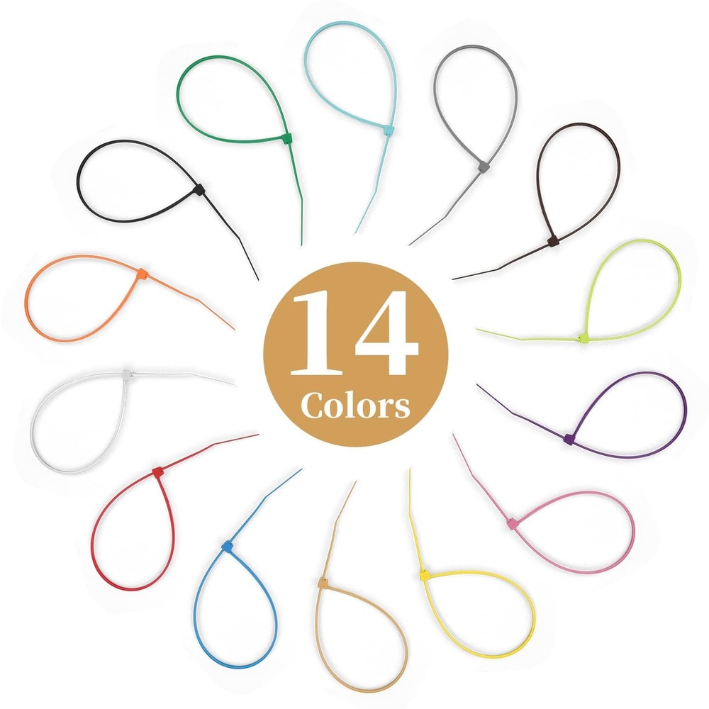 700 Pcs Mixed Colored Zip Ties, 4 Inch Multicolor Self-Locking Nylon Cable Ti...