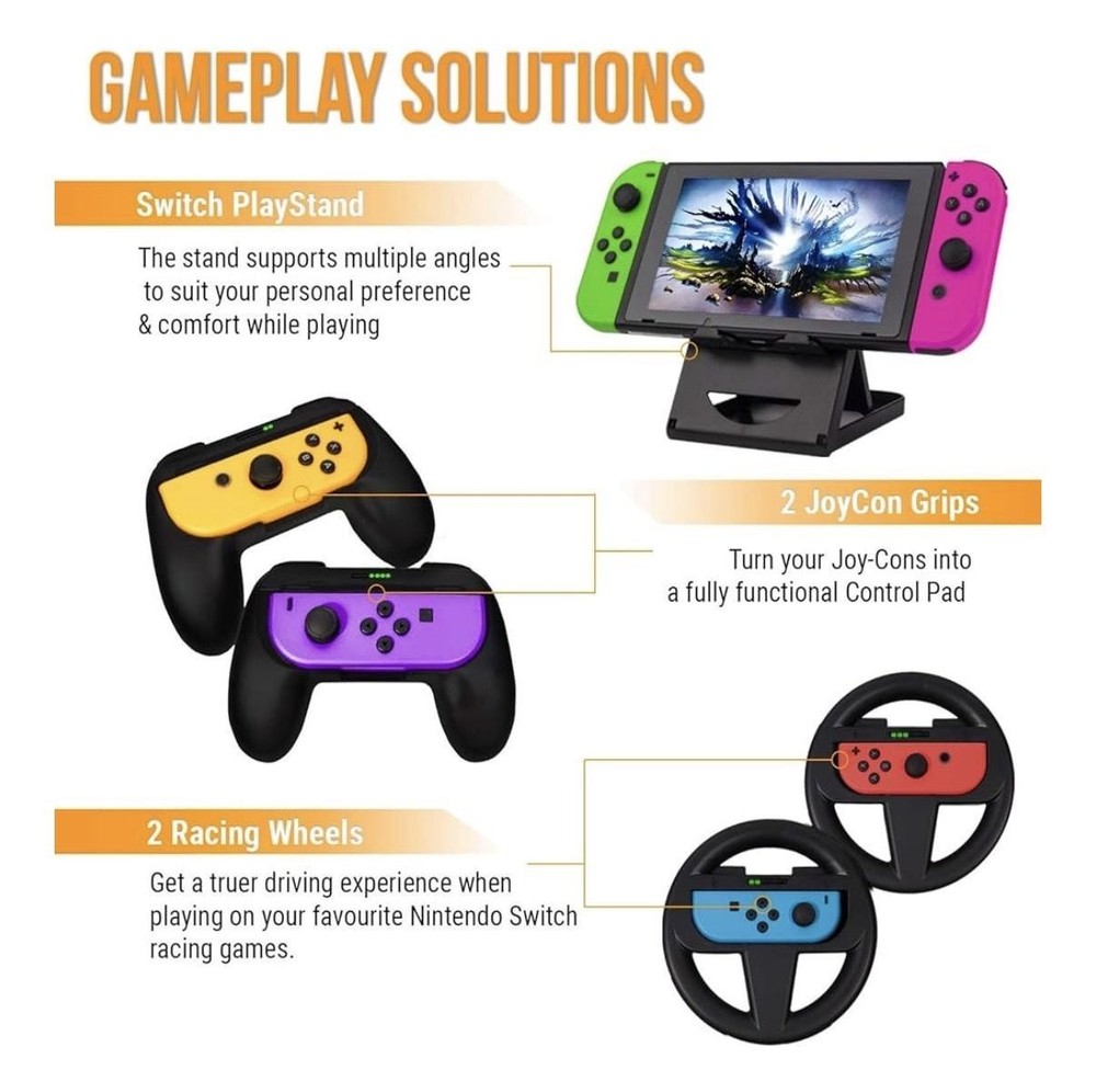 Orzly Ultimate Geek Pack Accessory Bundle For Switch Switch OLED Black