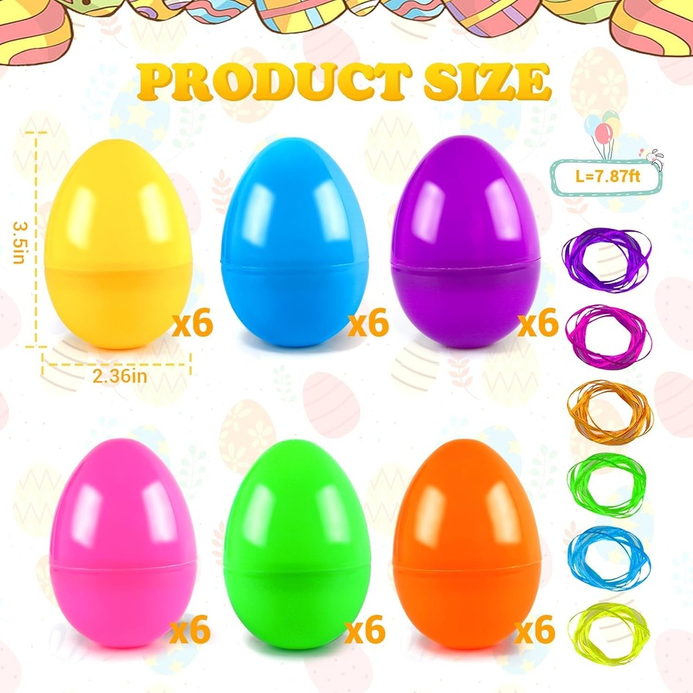 ROSAUI 3.5” Fillable Easter Eggs, 36Pcs Empty Plastic Eggs - Holiday Surprises