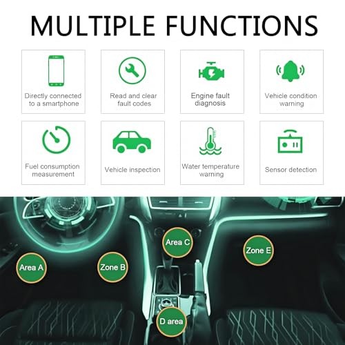 Car OBD2 Bluetooth Diagnostic Tool, Wireless Reset and Clear Fault Codes