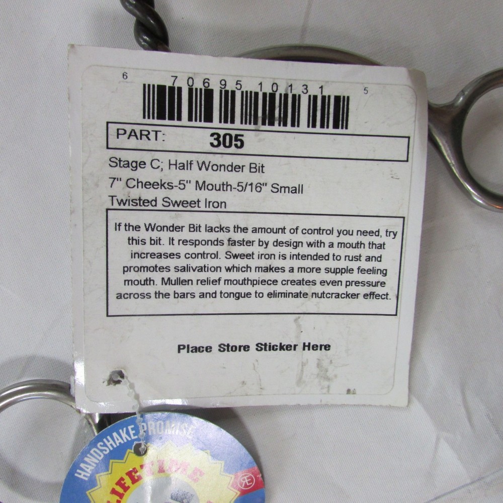 Reinsman Stage C Half Wonder Snaffle Bit - 305