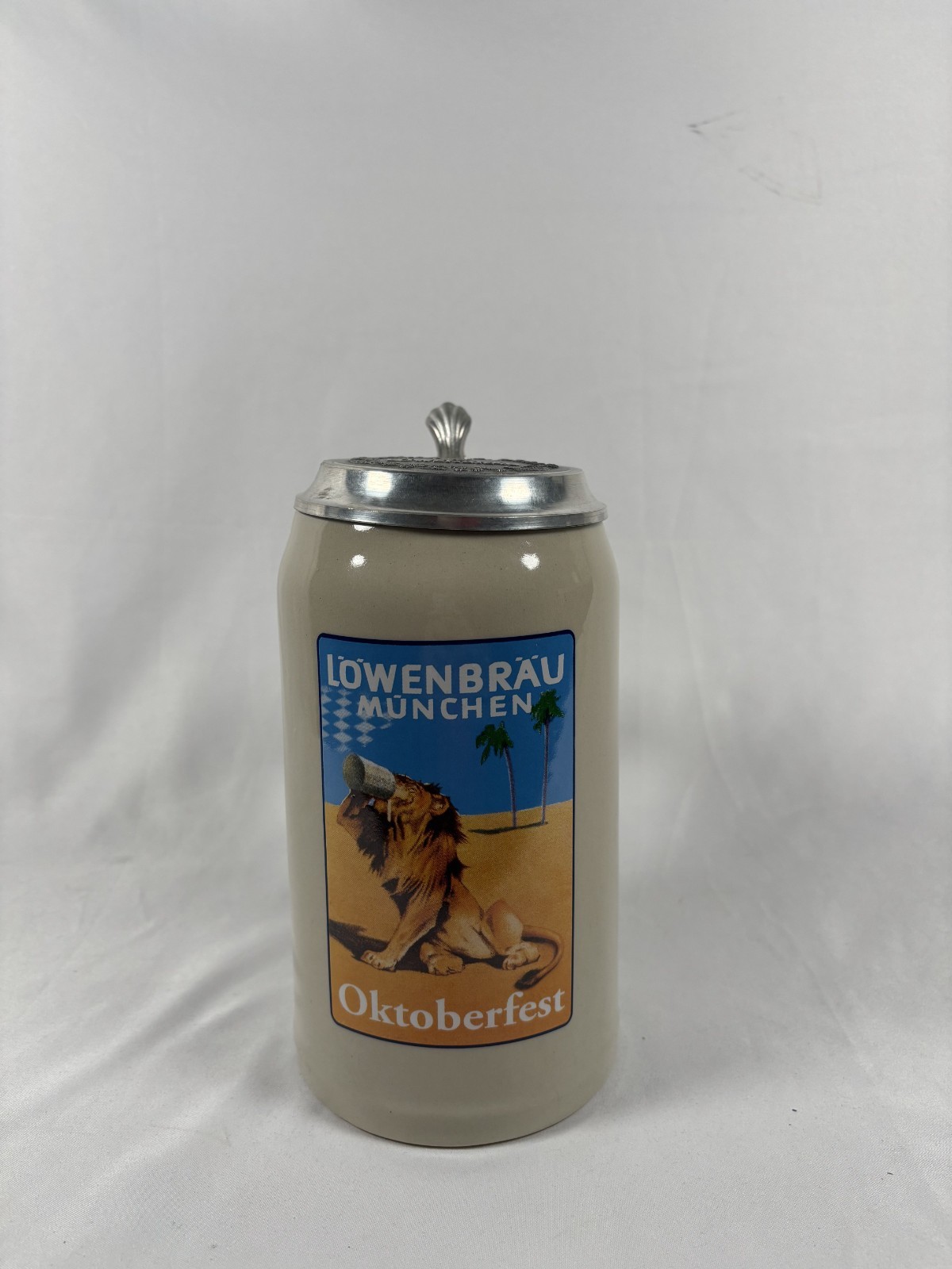 Vintage Lowenbrau Munchen Oktoberfest Stoneware Beer Stein
