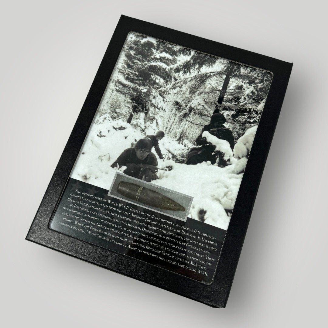 WWII Battle of the Bulge Bastogne Ardennes 1944-45 Military Gift Display COA