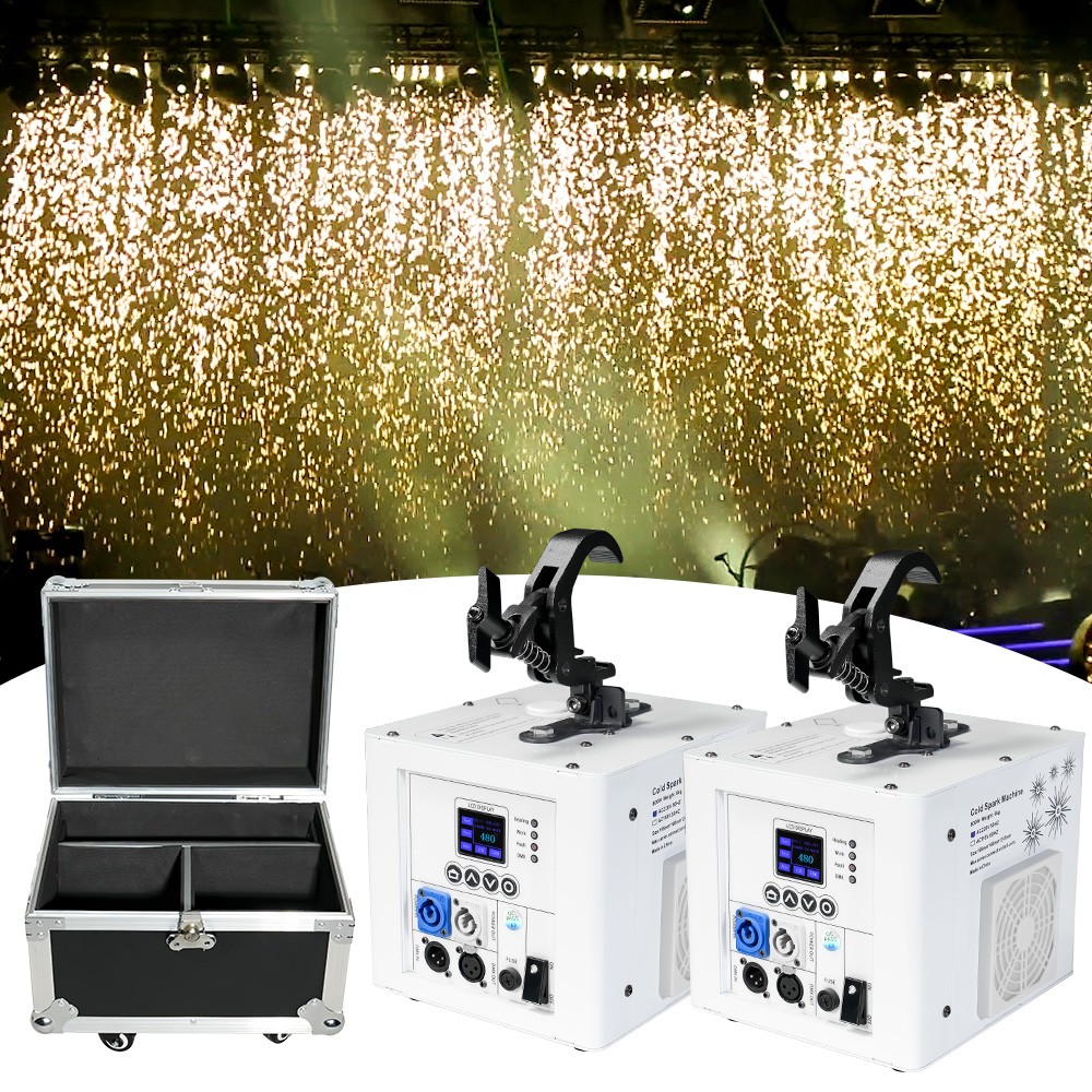 2Set 800W Spray Down Cold Spark Machine Waterfall Firework DMX with Flight Case