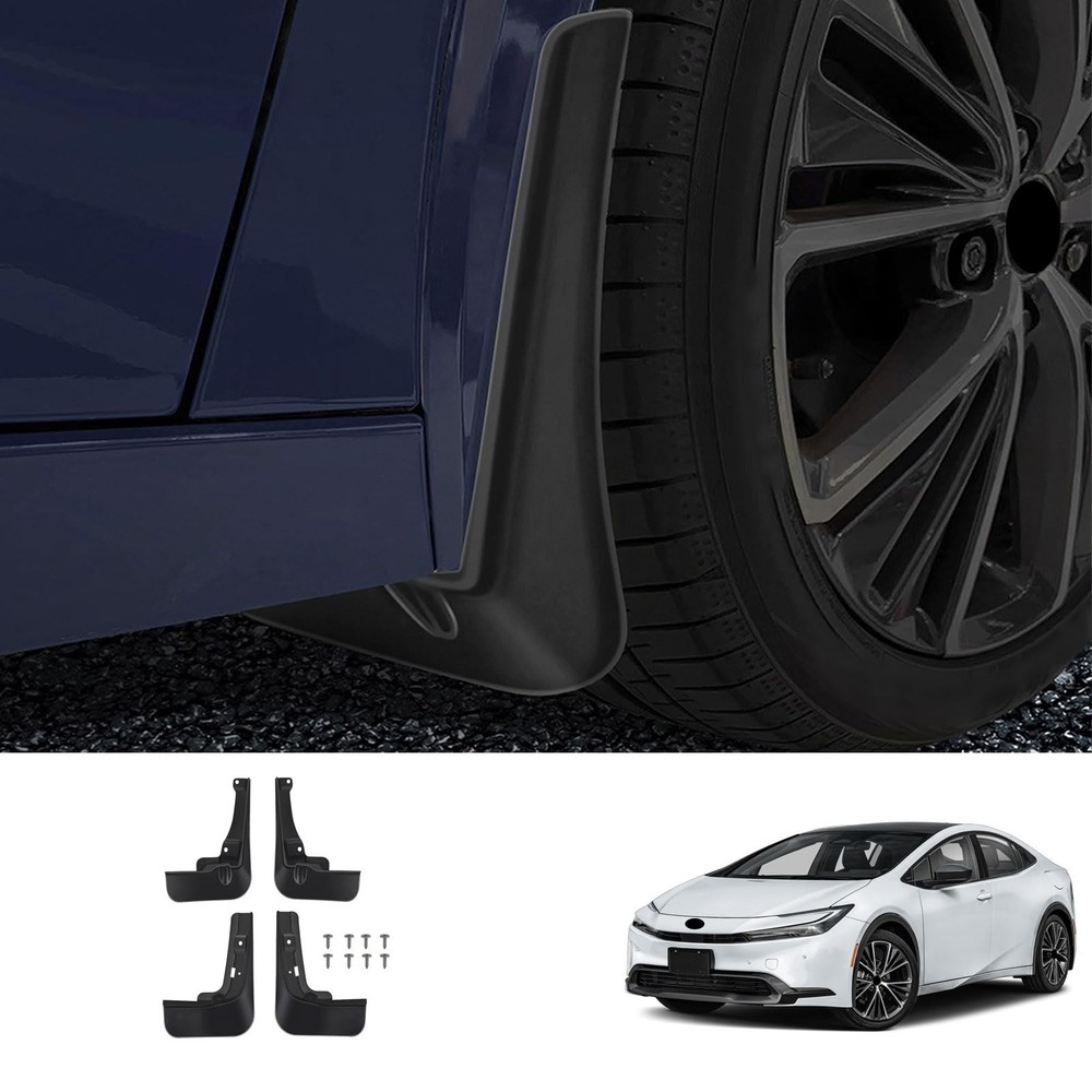 Mud Flaps for Prius 2023-2026 TPR Black 4PC