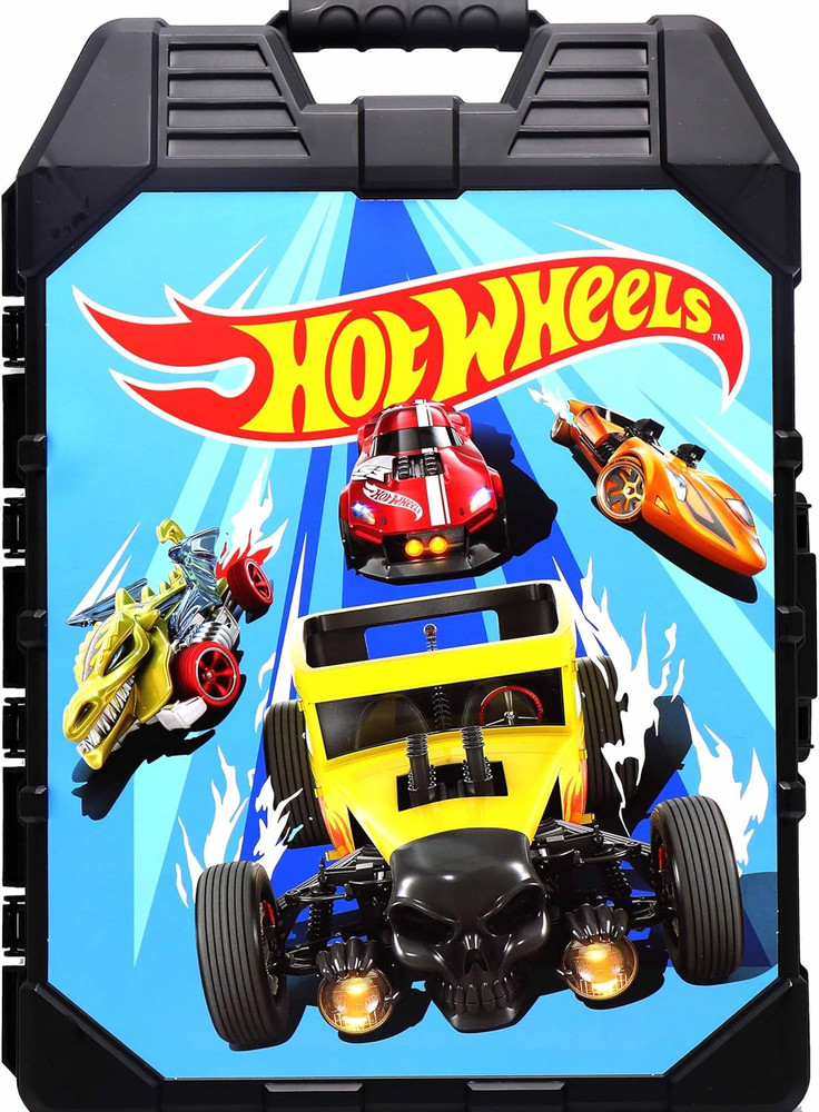 Hot Wheels 48-Car Storage Case – Durable Plastic Carrying Case with Handle for D
