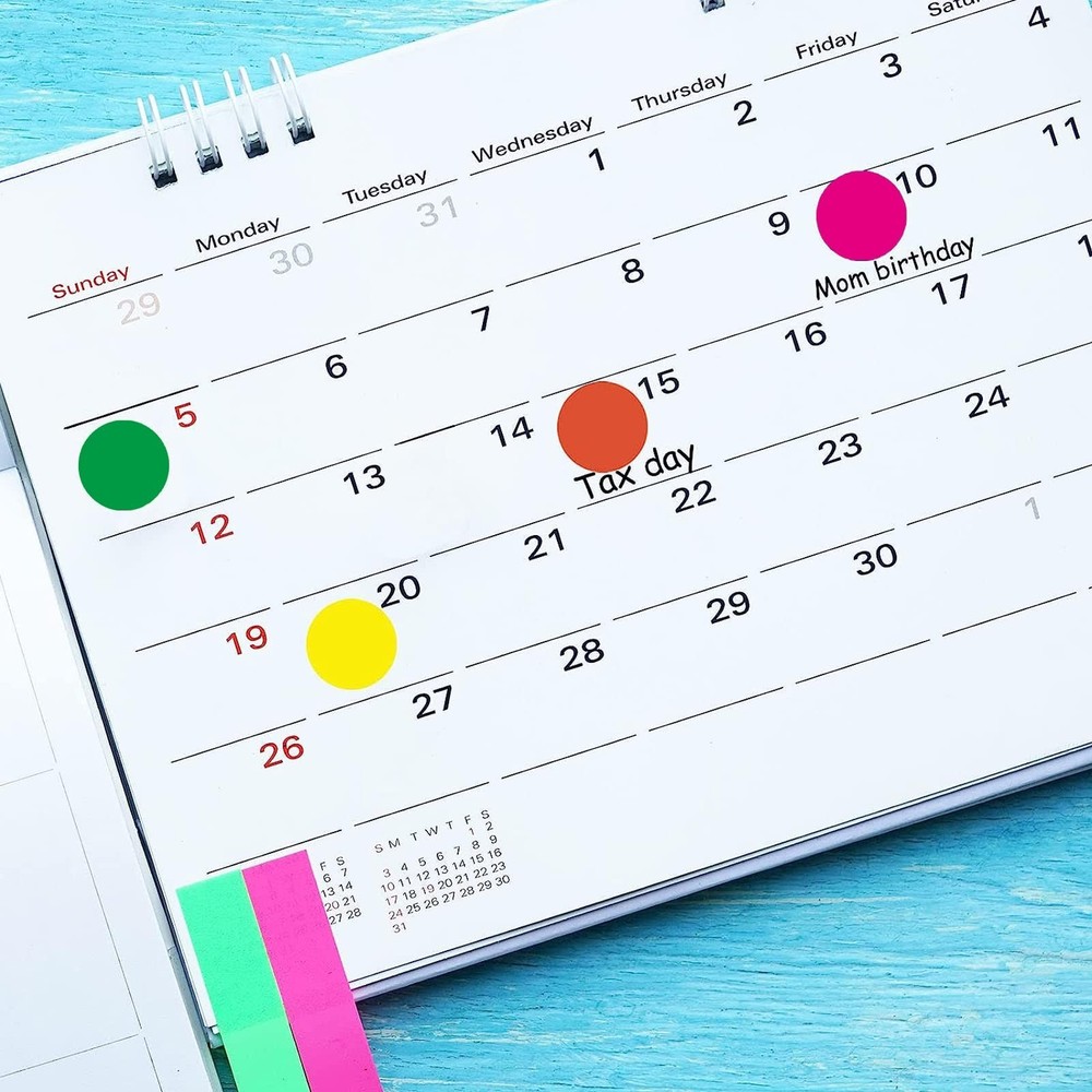 1400 PCS Colored Dot Stickers Round Color Coding Labels Polka Circle Dot Labe...