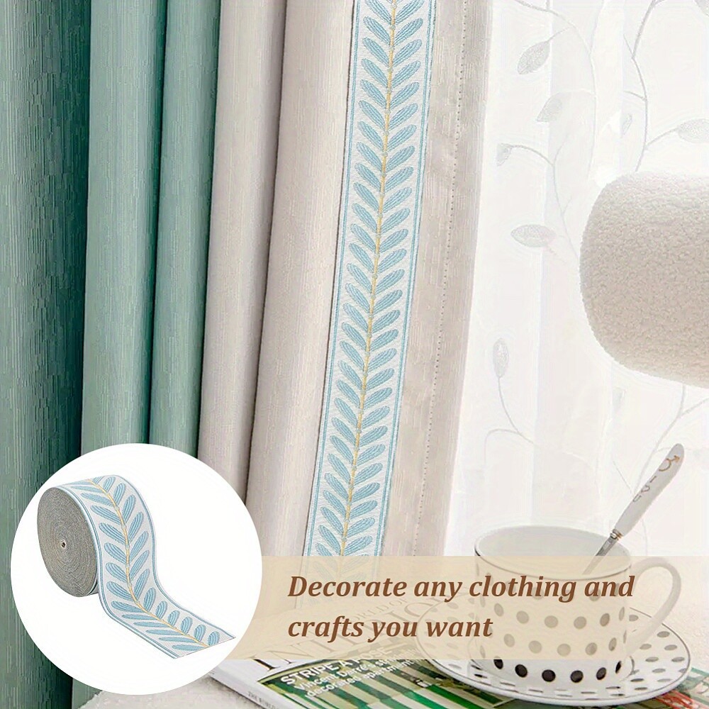 1set 10M Polyester Jacquard Ribbons for Cushions Decoration Leaf Print Medium