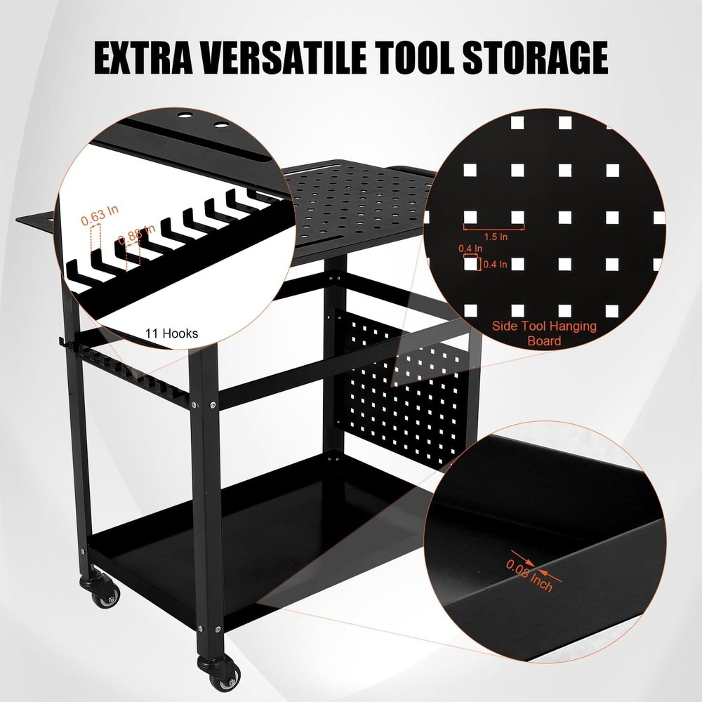 Welding Cart 36" x 24" Welding Table Top Double Layer Table 1200lb Workbench
