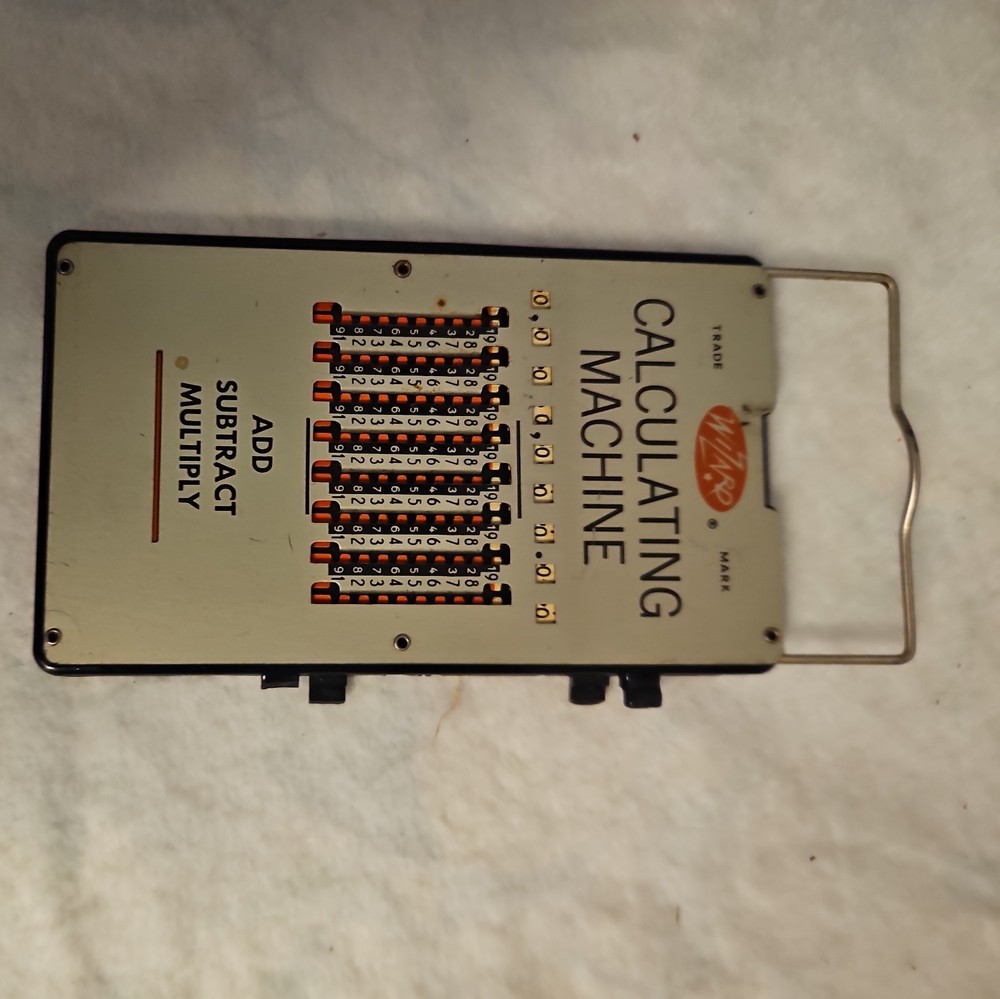 Vintage Wizard Calculations Machine w/ Instructions Add Subtract Multiply Divide