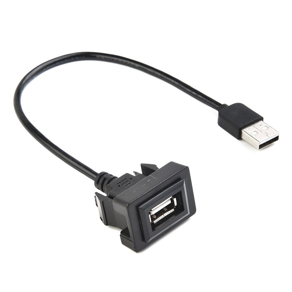 USB Extension Cable 25cm Adapter Black Car Center Console Flush Mount Part