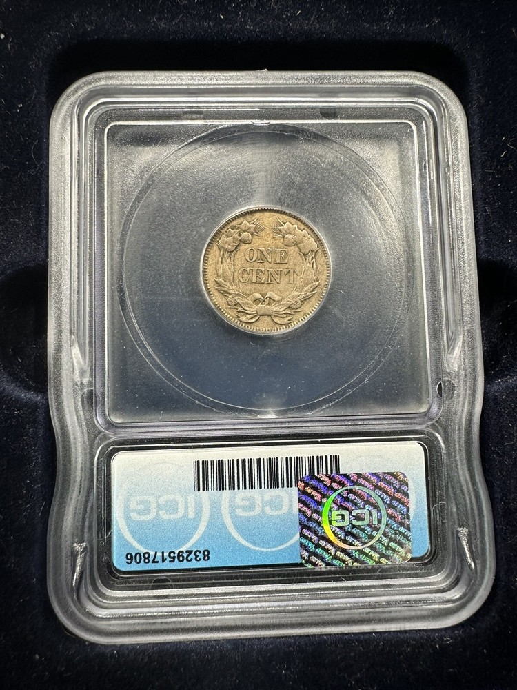 1857 Flying Eagle Cent ICG AU58 Details Cleaned