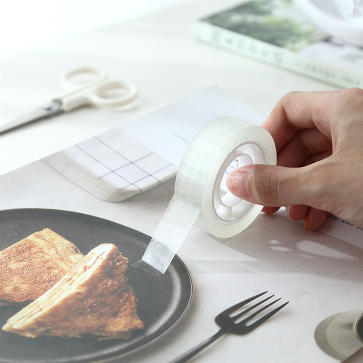 100 Rolls Crystal Small Clear Transparent Tape Dispenser Refill 3/4" x 1000"