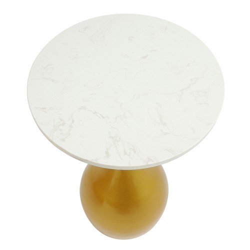 13.78In Marble Sofa Side Table Modern Round Accent Table For Small Spaces