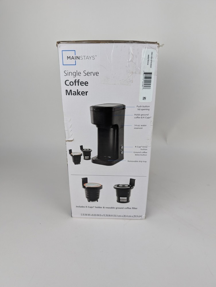 Mainstays Single Serve Coffee Maker - Grounds & Pods - Black Matte