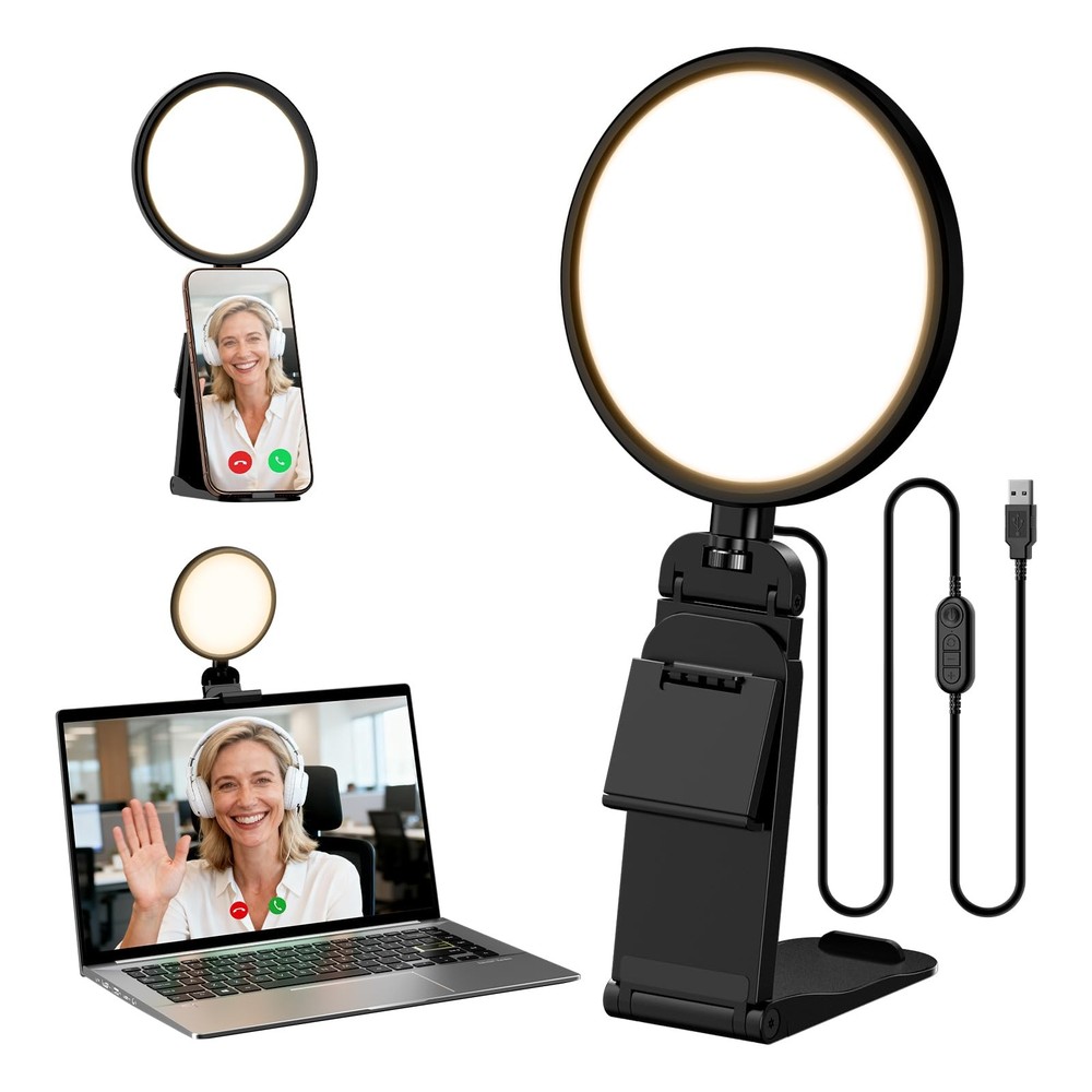 Computer Zoom Lighting for Video Conference, 5" EyeCaring Ring Light with 50 ...