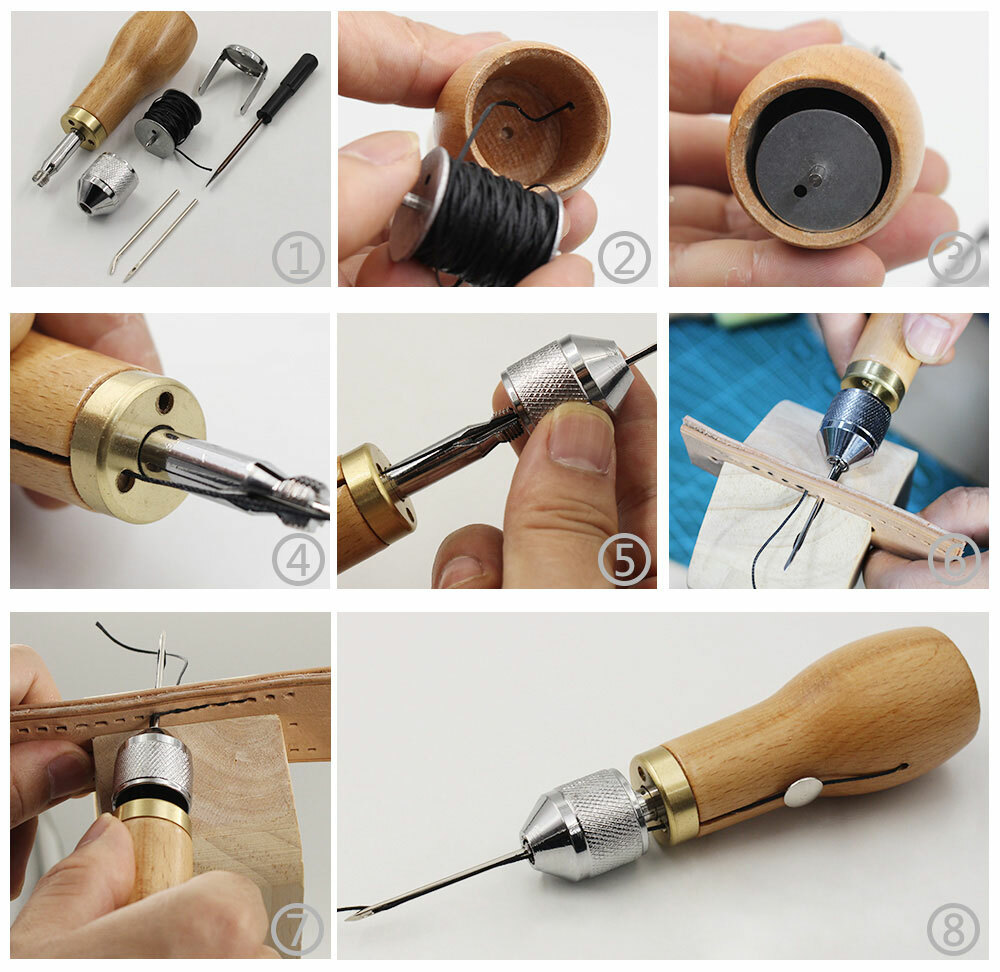 DIY Hand Sewing Machine Waxed Thread for Leather Sewing Tool Leather Craft Edge
