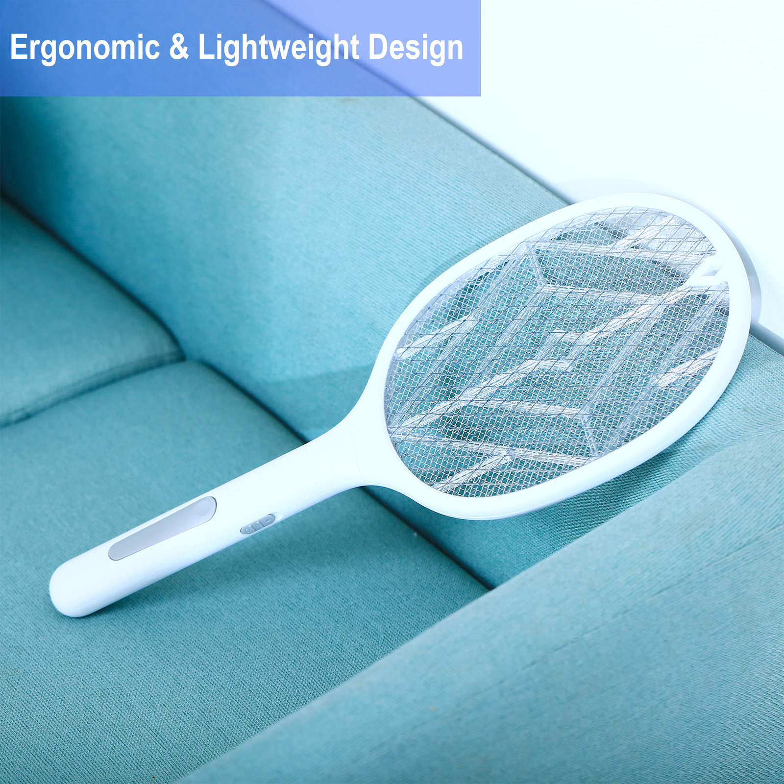 Rechargeable Dual-Mode Electric Fly Swatter Bug Zapper With Base, Lightweight