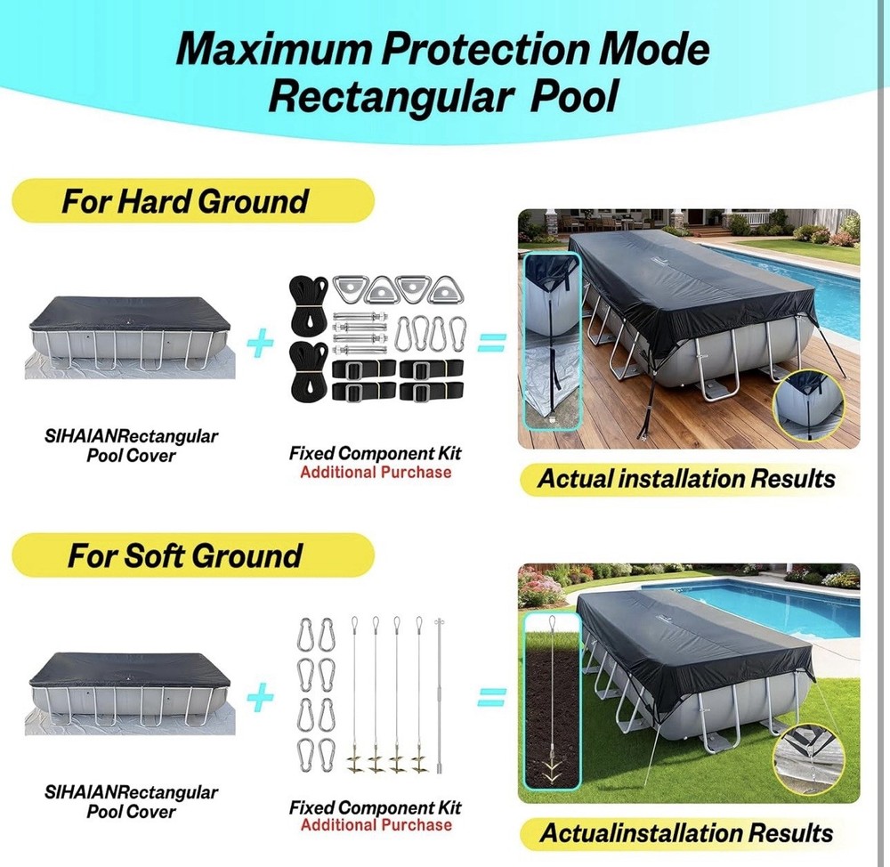 15x27Ft Winter Oval Pool Cover with Side Storage for Oval and Rectangular Above