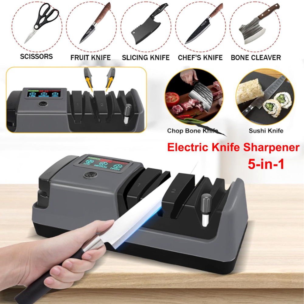 5 in 1 Electric Knife Sharpener-3 Rotational Speed Adjustable Knife Sharpener US