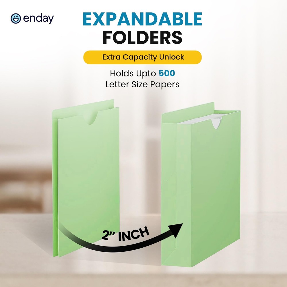 2 Inch File Jackets (25 Pack)- Assorted Colors Expandable File Folders - Stra...