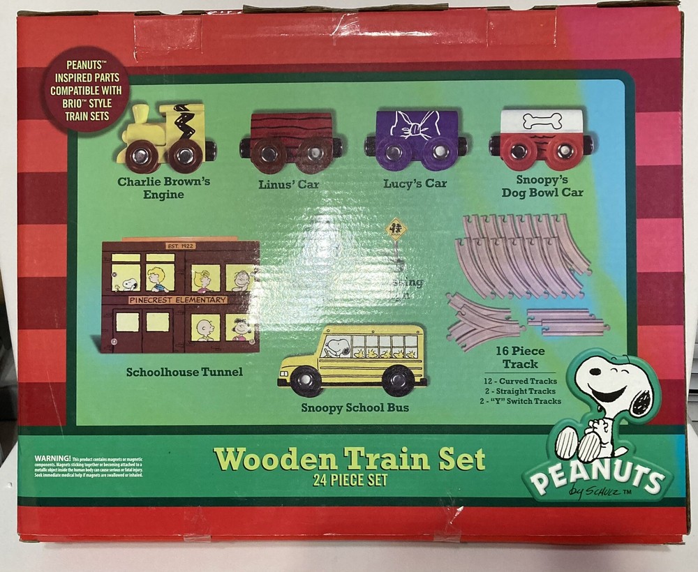 24 piece Peanuts Wooden Train Set Peanuts