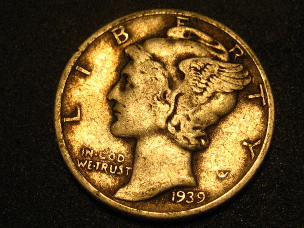 1939-P 90% Silver Mercury Head Dime VF