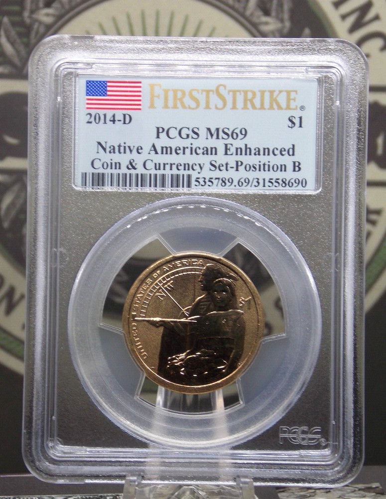 2014 "D" Native American Dollar Enhanced Position (B) $1 PCGS MS69 #VAR FS ECC&C