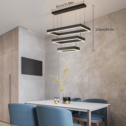 Modern LED Ceiling Light Hanging Pendant Lamp Dimmable Chandelier W/ Remote