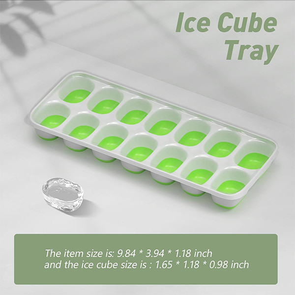 Ice Cube Tray with Lid, 2 Packs 28 Cubes Durable Stackable Easy-Release