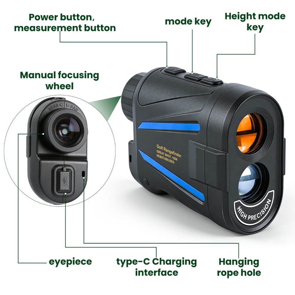 6X Magnification Golf Range Finder 1200 Yards Laser Rangefinder Slope Function